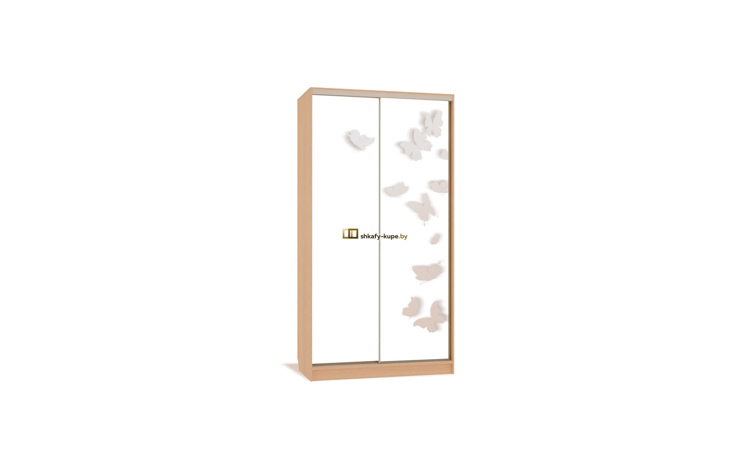 Шкаф-купе Гармония Мини на 2 двери с фотопечатью бабочек и цветом корпуса дуб небраска