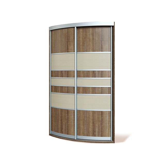 Шкаф-купе радиусный Унисон Мини из ДСП и ротанга с системой Modus